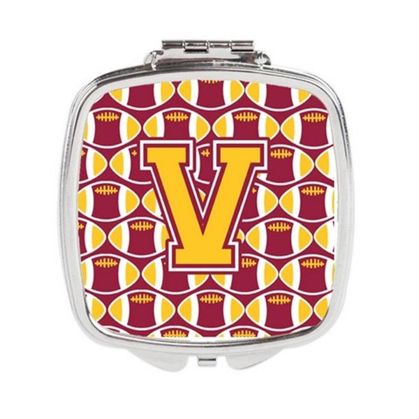 Carolines Treasures Letter V Football Maroon and Gold Compact Mirror CJ1081-VSCM